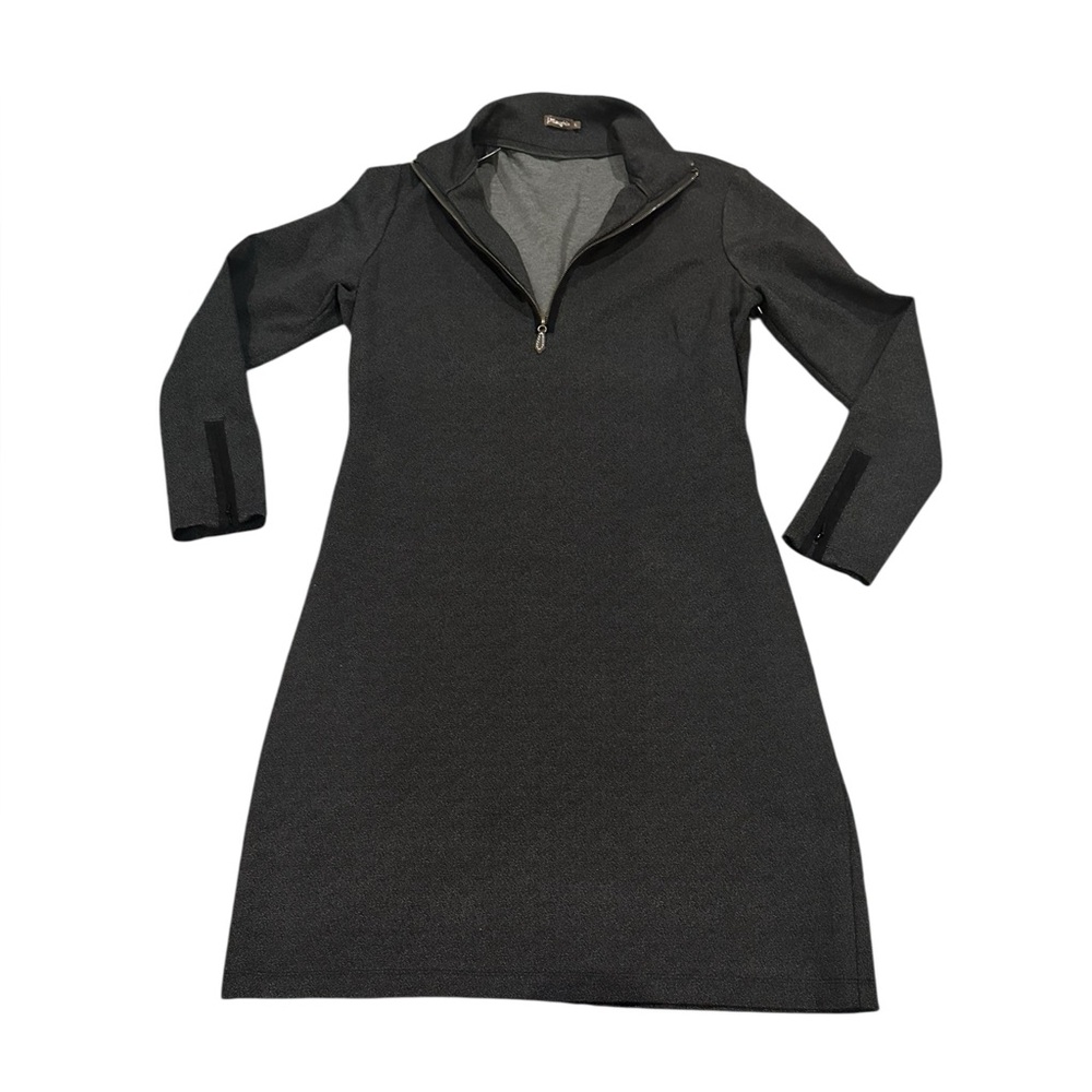 J. McLaughlin Bedford Black Ponte Knit Quarter Zip Mock Neck Catalina Dress L - Picture 2 of 10